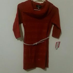 Amy Byer Red Sparkle Sweater Dress Size M